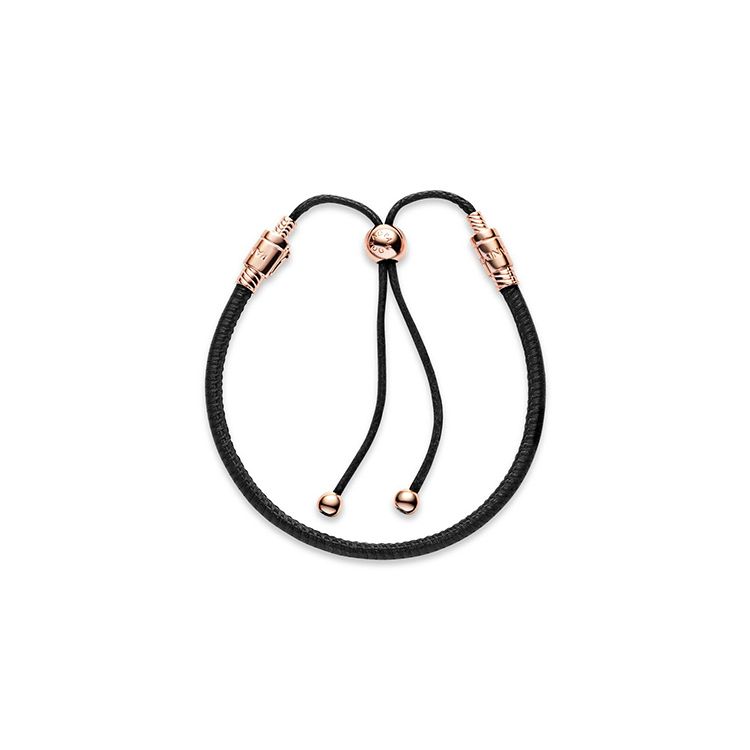 Pandora Кожаный Браслет Женские браслеты Черный Розовое золото 588059CBK