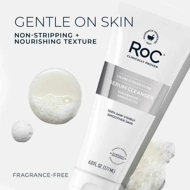 Очищающее средство для лица RoC Derm Correxion Serum с ниацинамидом и аминокислотами против старения и мелких морщин, 177 мл, 1 шт.