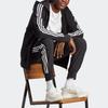 adidas Толстовка с капюшоном Essentials French Terry 3-Stripes Full Zip с капюшоном черного/белого цвета для мужчин в уличном стиле IC0433
