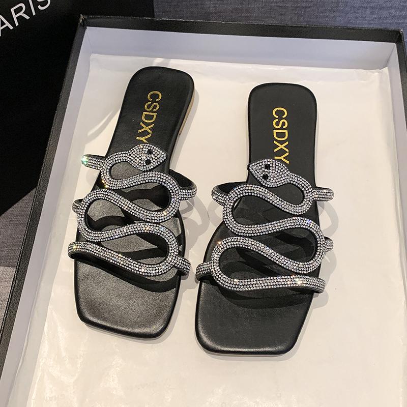 Женские тапочки Crystal Rome, модные летние шикарные туфли на плоской подошве, удобные сандалии для женщин, повседневные шлепанцы для вечеринок и отдыха на открытом воздухе