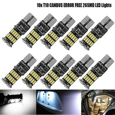 10x T10 W5W автомобильные светодиодные лампы CANBUS ERROR FREE 4014 26 SMD W5W 168 светодиодные лампы для чтения салонный плафон багажника стояночные огни