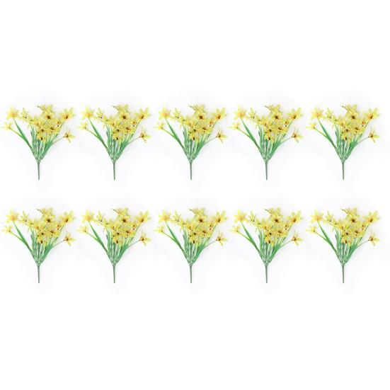 Моделирование растения, устойчивое к ультрафиолетовому излучению, не выцветает, низкие эксплуатационные расходы, 5 раздвоенных весенних трав, искусственные цветы, садовые украшения для дома