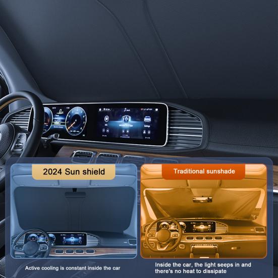 Car Windshield Sun Shade UV-Resistant Easy To Install Automotive Interior Sun Protection Foldable