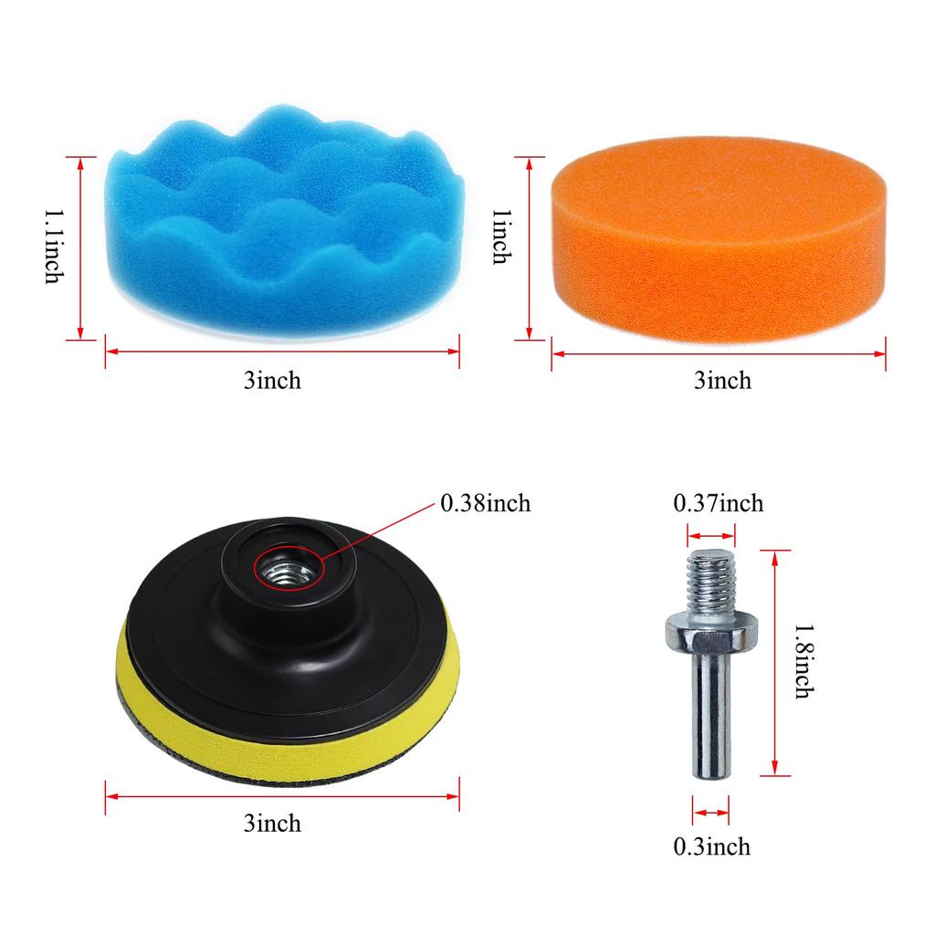 Car Foam Polishing Buffing Kit, Polishing Buffing Pads, Wool Pads,Polishing & Buffing Wheels, For Headlights & Body Foam Wax & Buffer Kits (27)