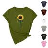 Women's Casual Sunflower Print Street Slim Fit Short Sleeve T-Shirt Top