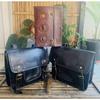 Goat Leather Messenger Satchel Black Motorcycle Black Bag  ( Free Gift Diary Brown Size - 10 X 7  In )