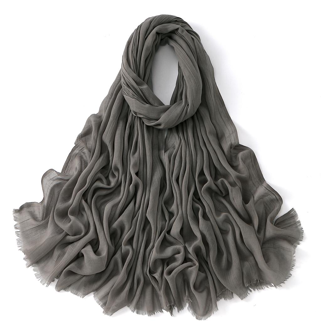 Muslim Cotton Rayon Hijab Solid Color Plain Scarf Women Soft Cotton Viscose Thin Voile Shawl Remove Edge Headscarf Turban