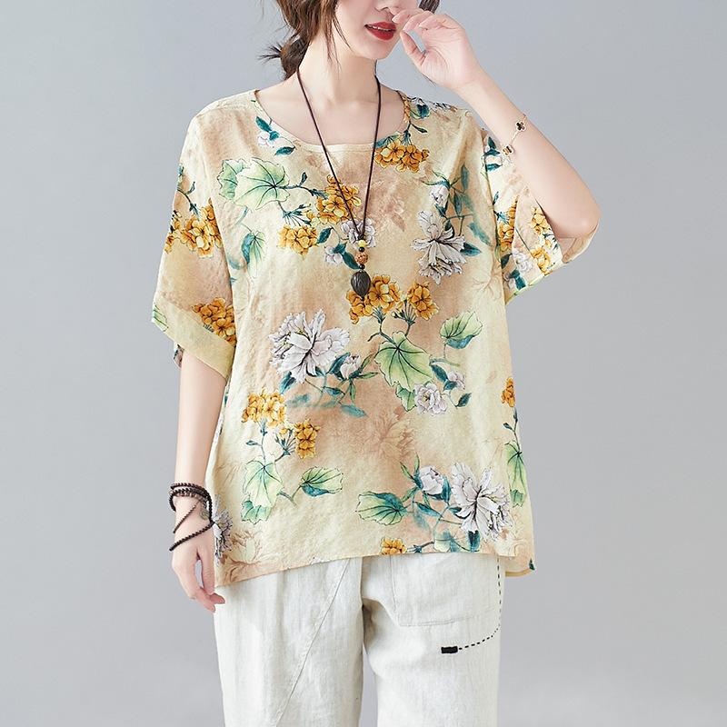 Женская летняя футболка большого размера с круглым вырезом и короткими рукавами, женский пуловер, рубашка Bata, топ для женщин