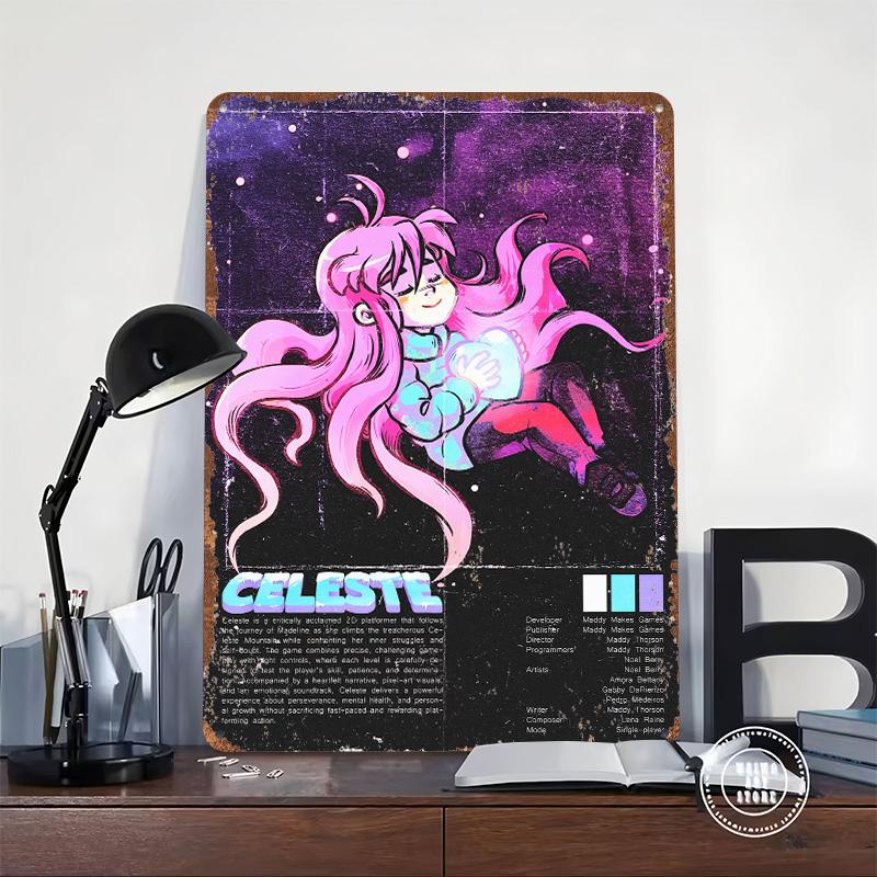 Celeste Game Tin Plaque Poster Customized Wall Art Retro Vintage Metal Signs for Man Cave Living Room Decorations House Decor