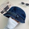Retro Denim Bucket Hat Women's Spring Summer Big Head Circumference Painter Hat Showing Face Small Short Brim Beret Drape Pile Hat