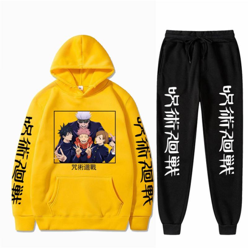 Мужской комплект аниме дзюдзюцу кайсен Годзё Сатору брюки с капюшоном повседневные 2 шт. мужские и женские комплекты унисекс с длинными рукавами модные толстовки с капюшоном