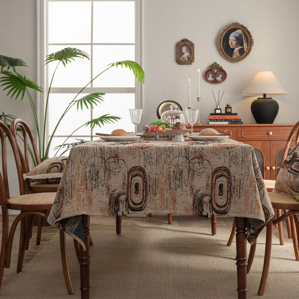 Retro Tablecloth Hand-painted Jacquard Thickened Dining Table Coffee Table Cover Table Mat Tablecloth