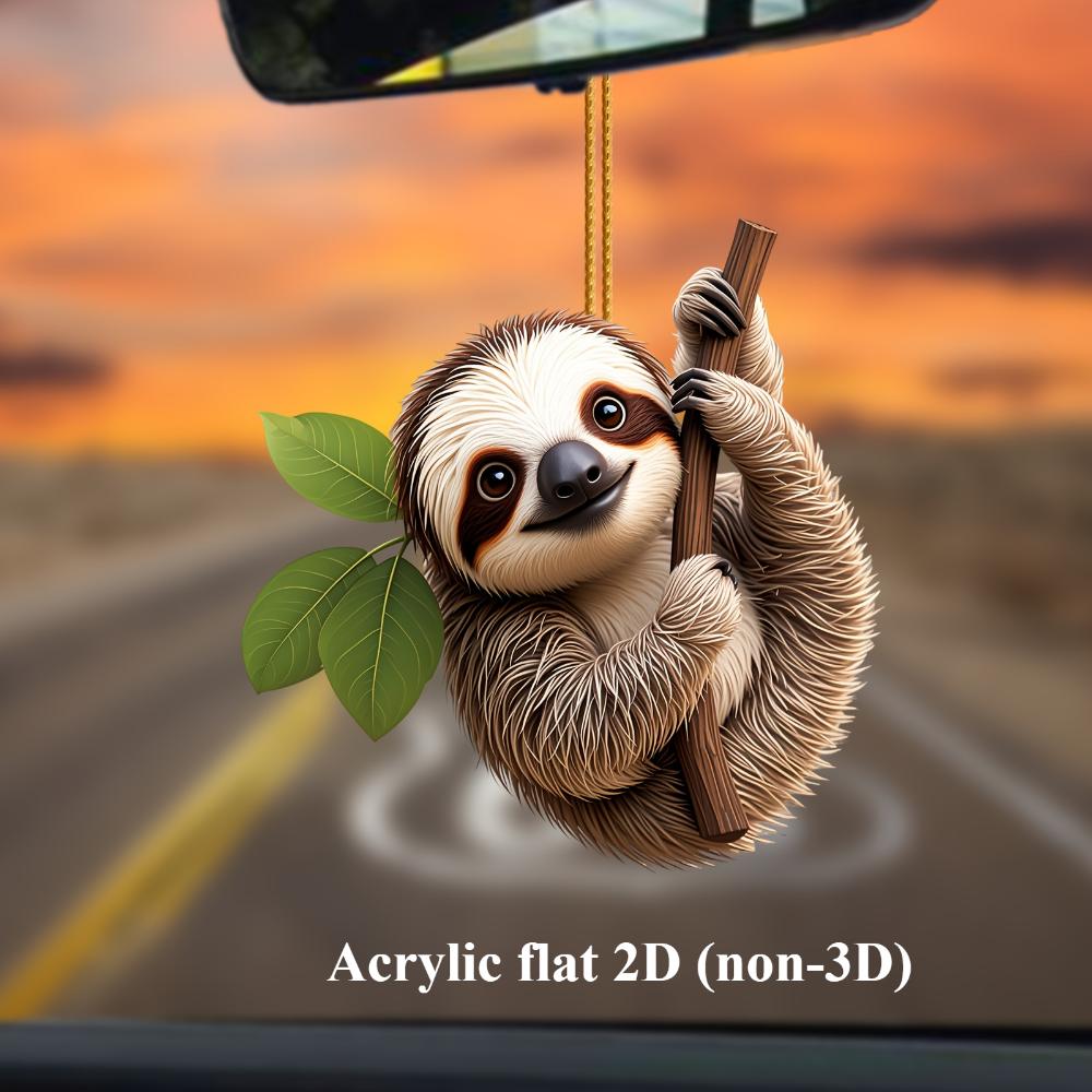 Милый кулон в виде ленивца: 2D акриловый брелок для зеркала автомобиля и домашнего декора - идеальный подарок на Рождество, День благодарения или любой другой праздник