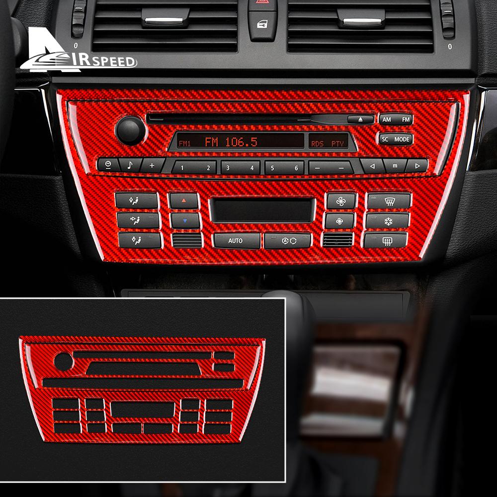 Carbon Fiber Style Interior Sticker for BMW X3 E83 2004-2010 AC CD Panel Cover Trim