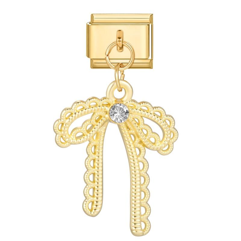 Y2K Креативное Сердце Луна Бабочка Звезда Бант Золотой Подвеска Итальянский Шарм Звенья Подходит для 9мм Браслет из Нержавеющей Стали Женский DIY Изготовление