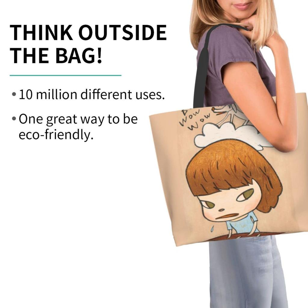 Сумка-тоут Nara Yoshitomo Eco через плечо Большая вместительная сумка для покупок Водонепроницаемая