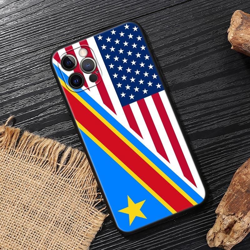 Демократическая Республика Конго Флаг Черный Чехол Для Apple iPhone 15 13 14 12 11 Pro Max Mini XS X 7 8 15 Plus Чехол Мягкие Fundas