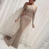 Spring/Summer Long Dress Mid-waist Style Commuter Glitter Sprinkled Gold Slim-fit Gold Dress