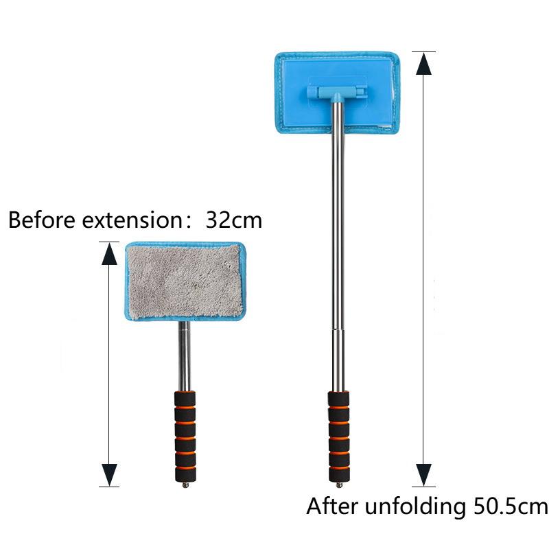 Car Windshield Wiper Cleaner 1 Set Telescopic Glass Cleaning Tool With Metal Pole for Auto Defogging Gift for Car Owners