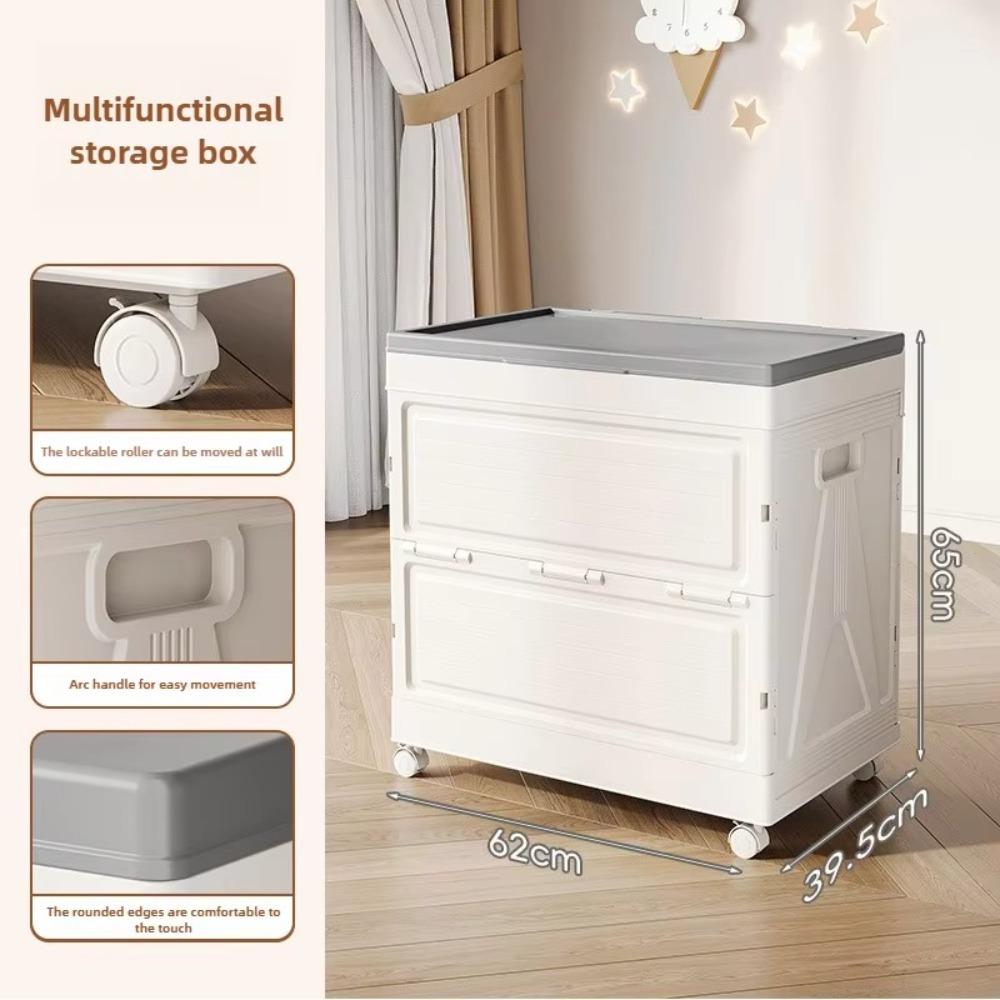 With Wheels Wardrobe Storage Box Clamshell Design Toy Storage Box Household Use