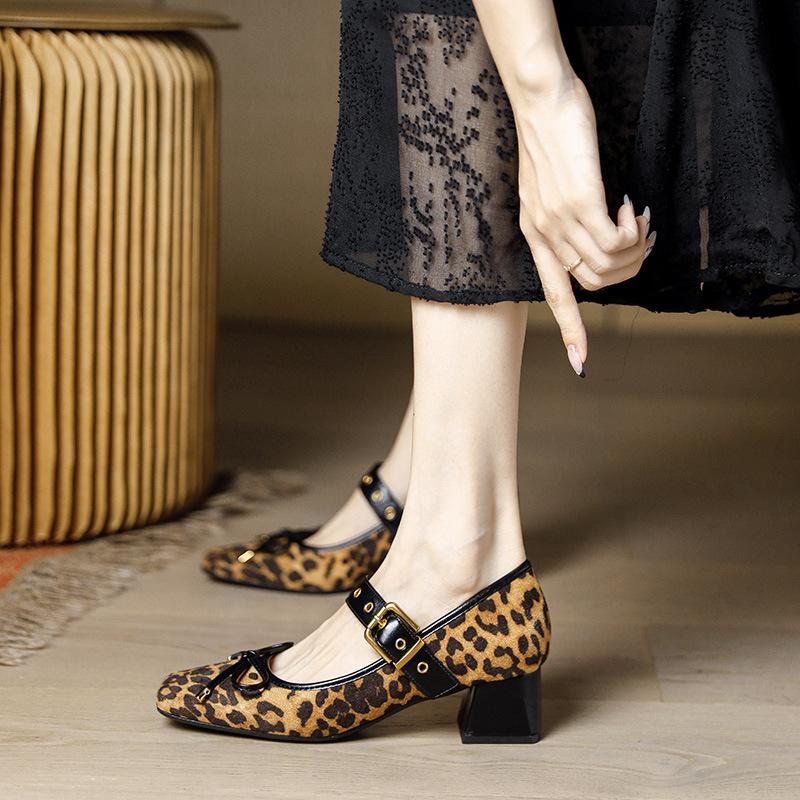Мода Мода Женские Туфли на Высоком Каблуке 2025 Высокое Качество Квадратный Носок Мэри Джейн Бант Пряжка Платье Вечеринка Лодочки Женская Обувь Лолита Балетки