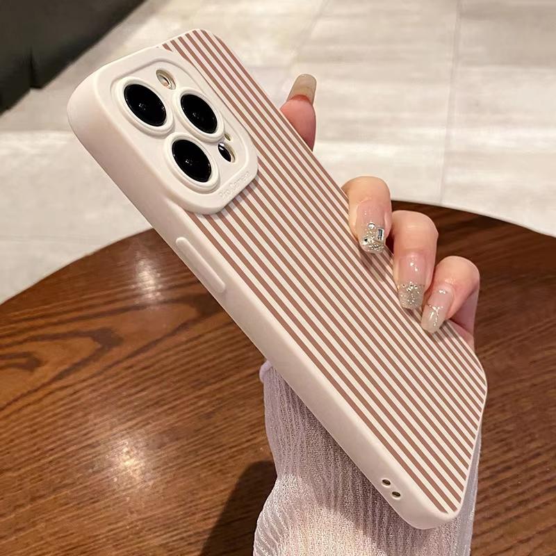 Phone Case For Samsung Galaxy S25 Ultra S26 S24 S23 FE S22 Plus S21 S20 A54 A55 A35 A15 Pink Striped Painted Silicone Soft Cover