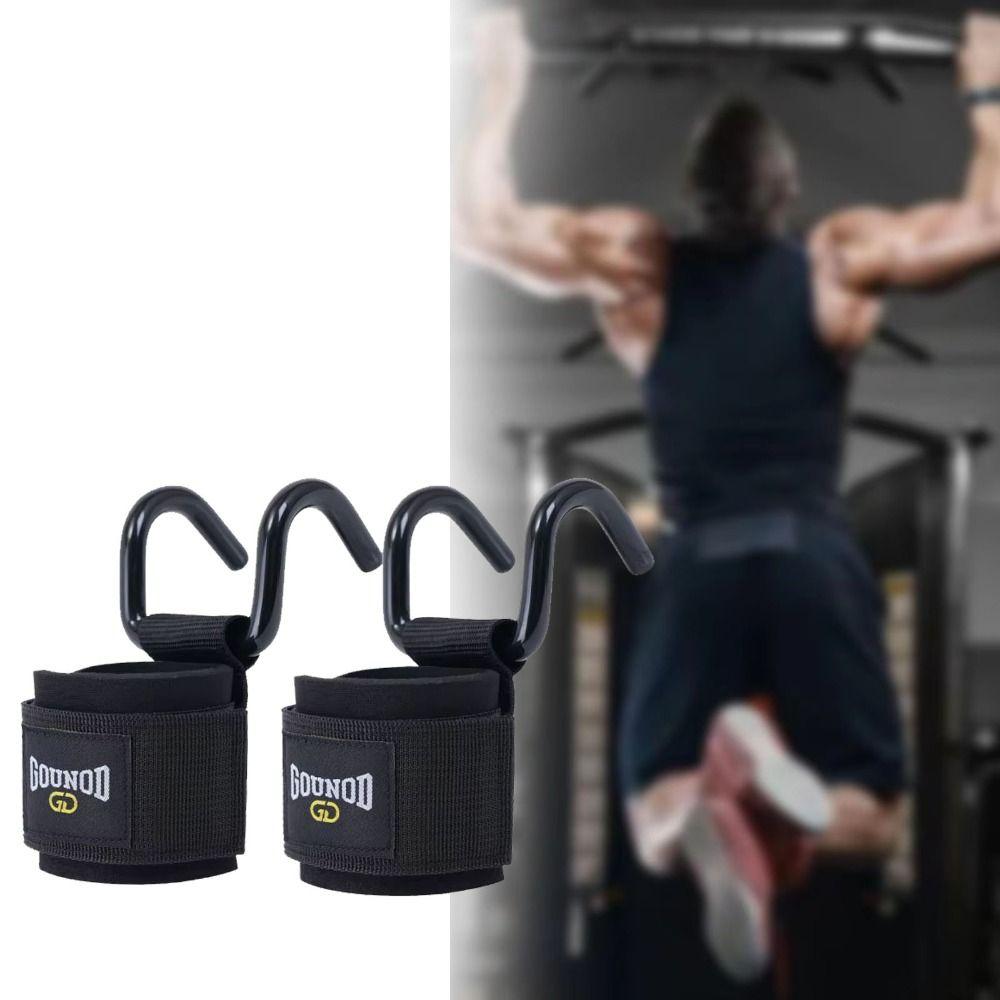 1 pair Pull-up Auxiliary Power Wrist Guard Non-Slip Steel Hook Grips Strap Gym