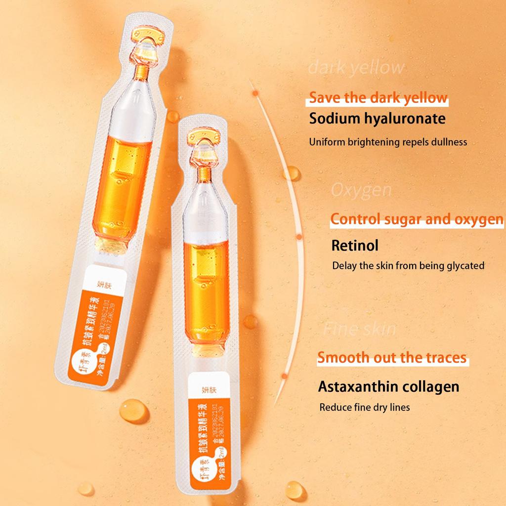 Набор ампул для сыворотки для кожи, увлажняющая сыворотка с астаксантином для вторичного использования, сыворотка для лица для уменьшения тонких линий, 2 мл*10 шт.,