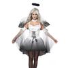 Halloween Masquerade Play Costume White Angel Black Demon with Wings