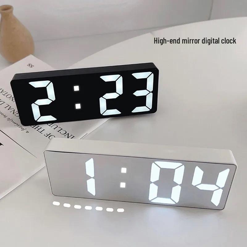 LED Multi-Function Mirror Alarm Clock: Makeup Mirror with Battery & Plug-in Options