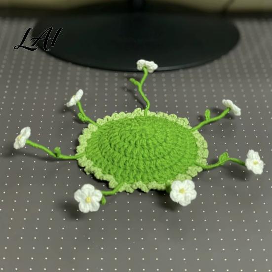 Forest Style Home Decor Handmade Knitted Daisy Coaster for Drinks Aesthetic Crochet Flower Cup Mat with Bendable Cute Desk Women Stems Table