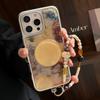 Коричневый каменный узор Ins для чехла телефона Apple 15Pro Max для iPhone 16 Капельный клей 17 Подвесная цепочка 14 Подставка Жесткий