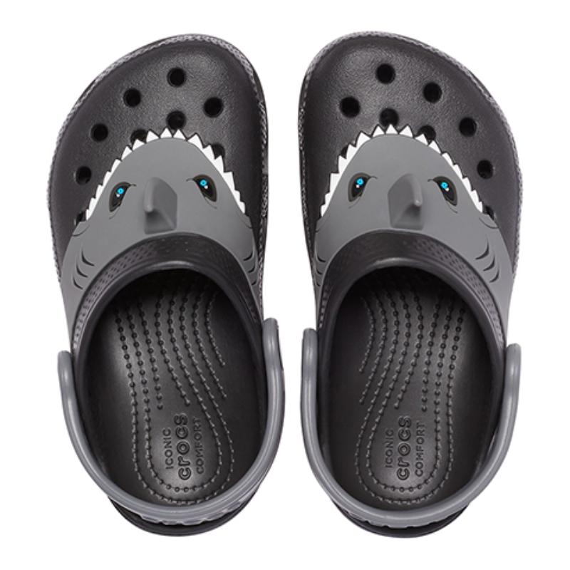 Crocs Fun Lab Classic I AM Shark Clog Стильные сандалии с отверстиями Серый Детская модель