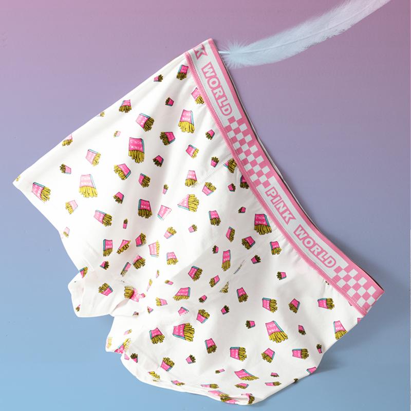 Мужские трусы-боксеры из чистого хлопка с принтом, дышащие - Милые молодежные больших размеров шорты со средней посадкой