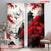2pcs,2D Plane Printing Popular Curtains Scarlet Serenity(1) Polyester Easy Install (without Rod) Decorations Outdoor for Living