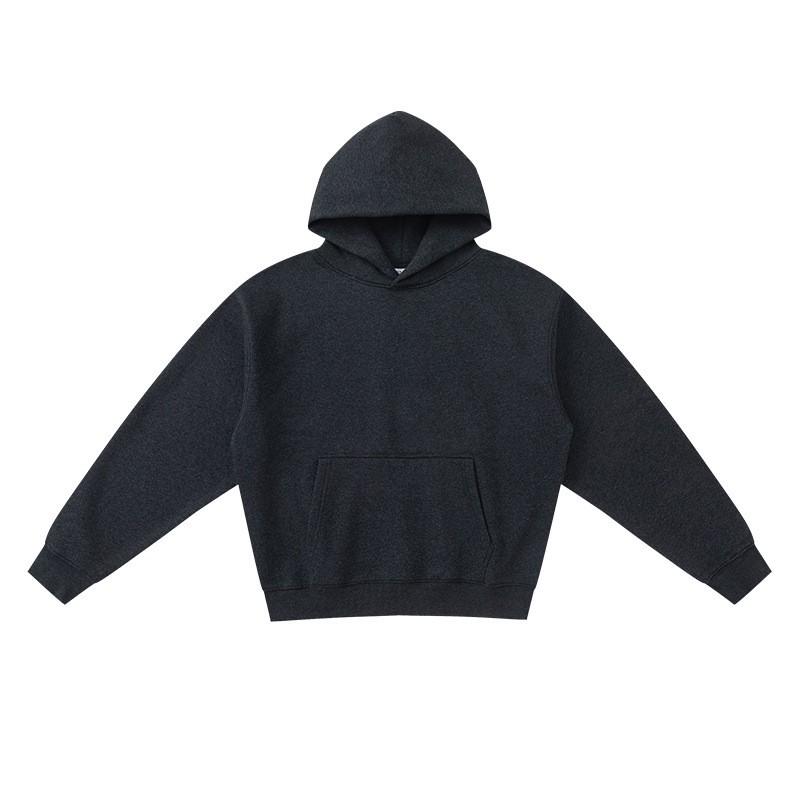 Unisex Thick Fleece-Lined Hooded Sweatshirt 500G Air Layer Warm Winter Pullover Casual Loose Fit Cotton Blend
