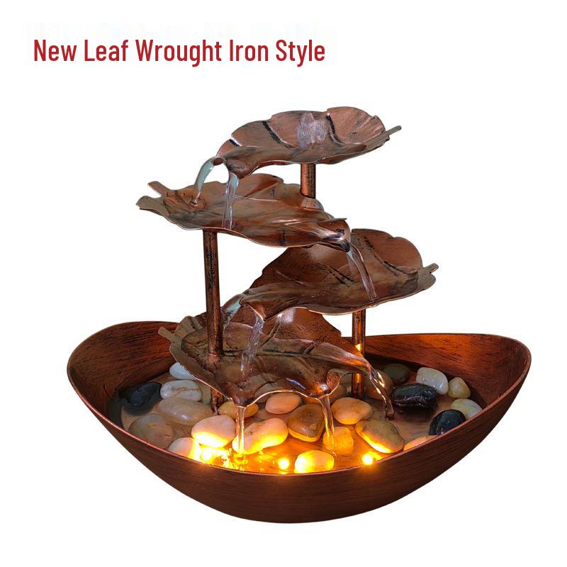 LED Lotus Leaf Water Fountain Ornament with Night Light for Home Décor