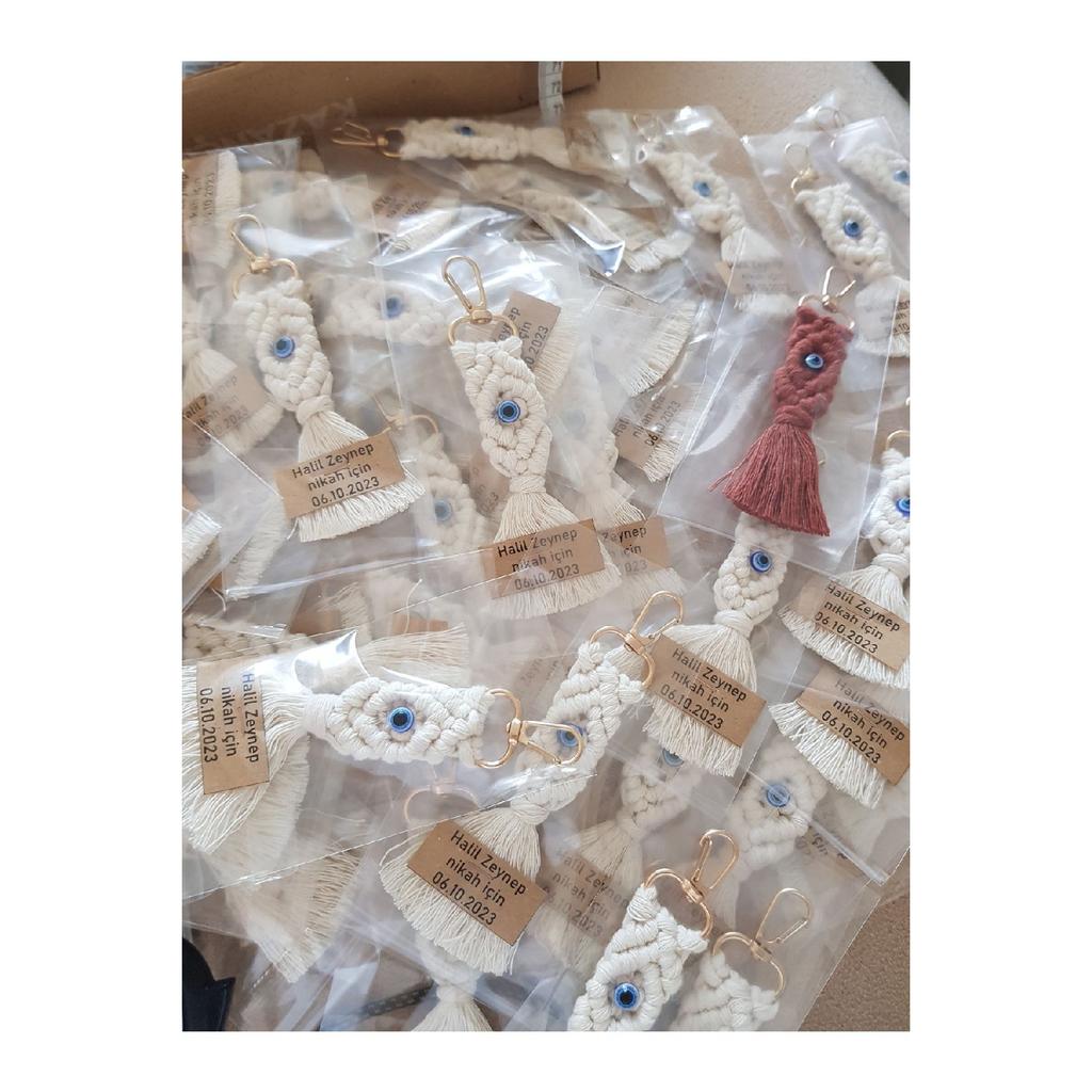 Брелок для ключей в стиле макраме, 20 штук, подарок на свадьбу, помолвку, хну-сунет