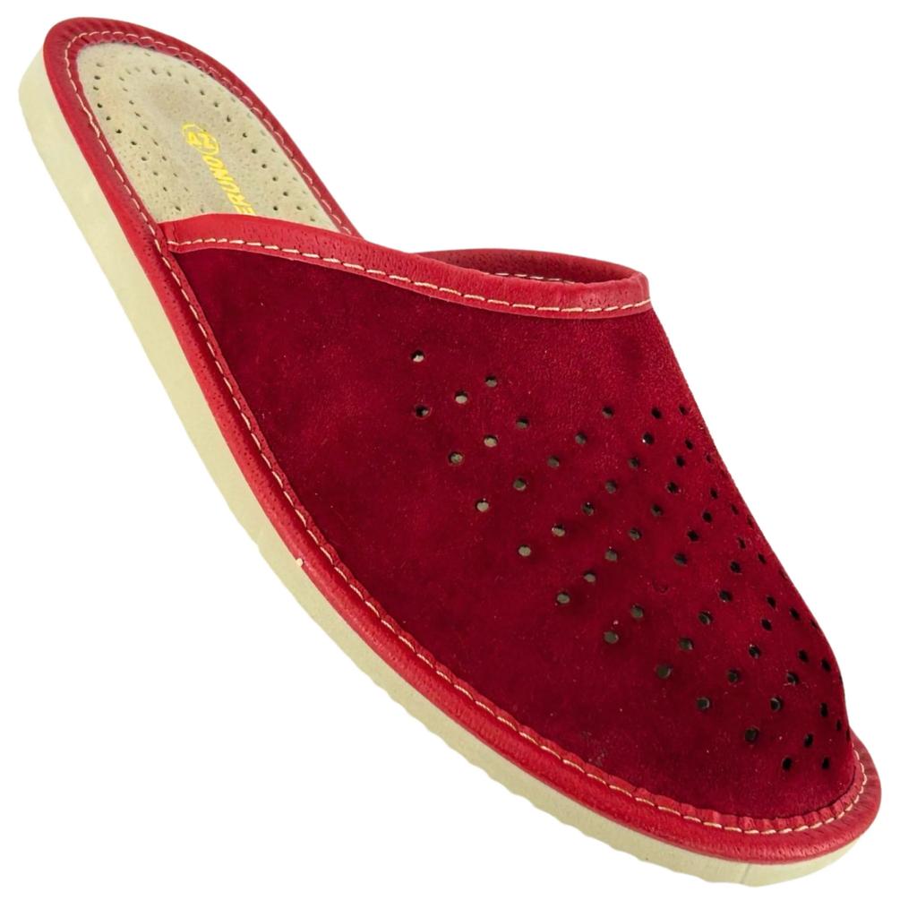 Men's red leather house slippers Leather slippers 45