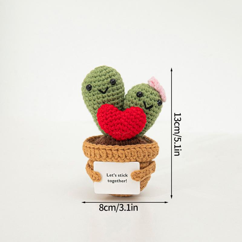 Handmade Crochet Miniature Potted Ornaments Positive Energy Card Wovening Emotional Support Plants Ornament Car Decorations