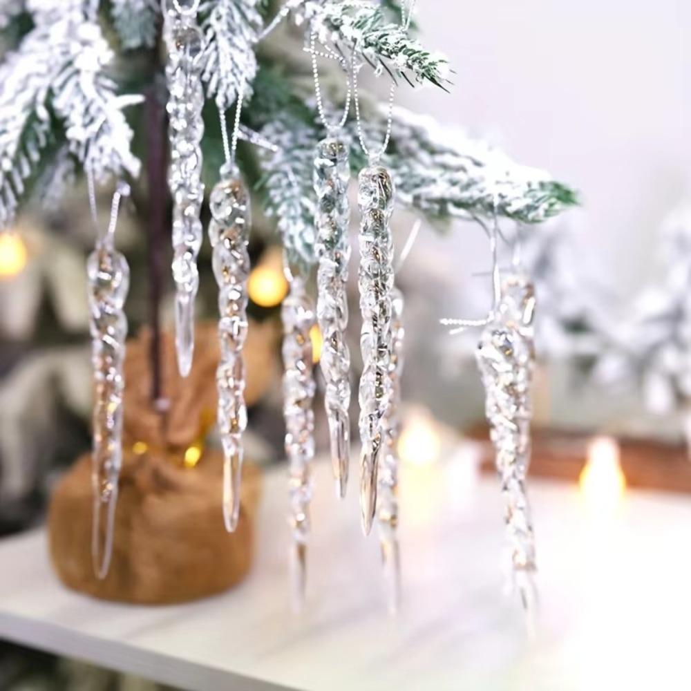 Crystal Clear Christmas Tree Ornaments Creative Party Holiday Decor New Icicle Decorations