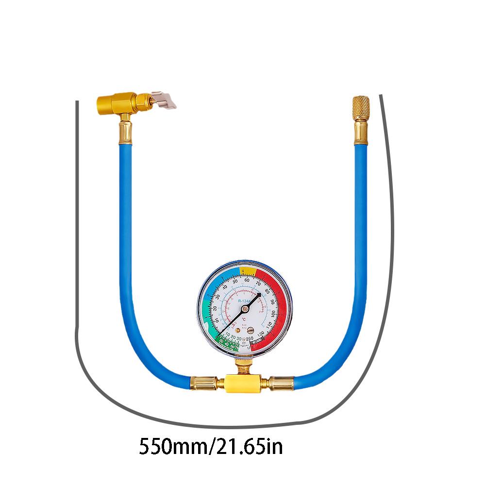 R134A Refrigerator Freon Recharge Hose Kit, R134A AC Refrigerant Charging Hose Gauge, Piercing Valve Hose Refrigerant