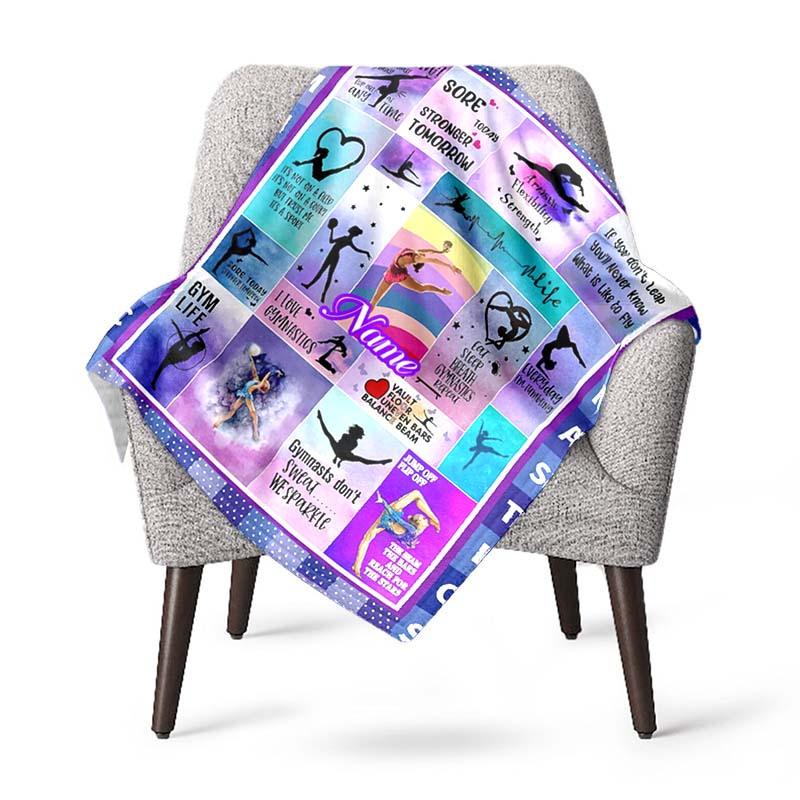 Gymnastics Style Customize Your Name Blanket Used For Chair Office Sofa Bed Camping Soft And Warm Giving Friends And Relatives Birthday Graduation