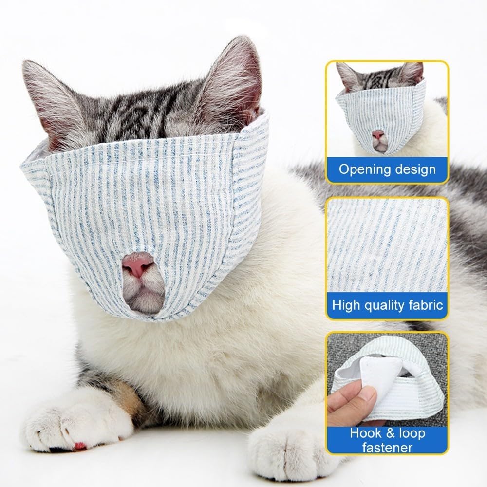 Cat Muzzle, Breathable Mouth Guard Anti Bite Anti Meow Grooming Muzzle for Nail Trimming
