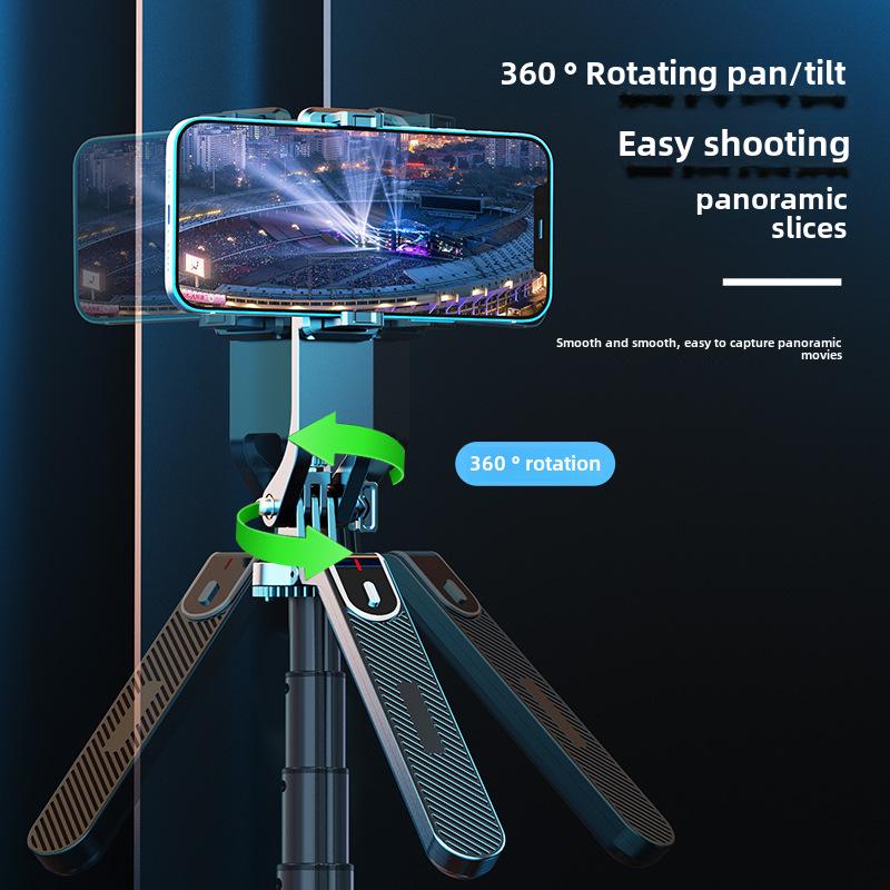 Ручной стабилизатор P185: Алюминиевый сплав Мобильная камера Quadripod & Bluetooth Selfie Stick с заполняющим светом