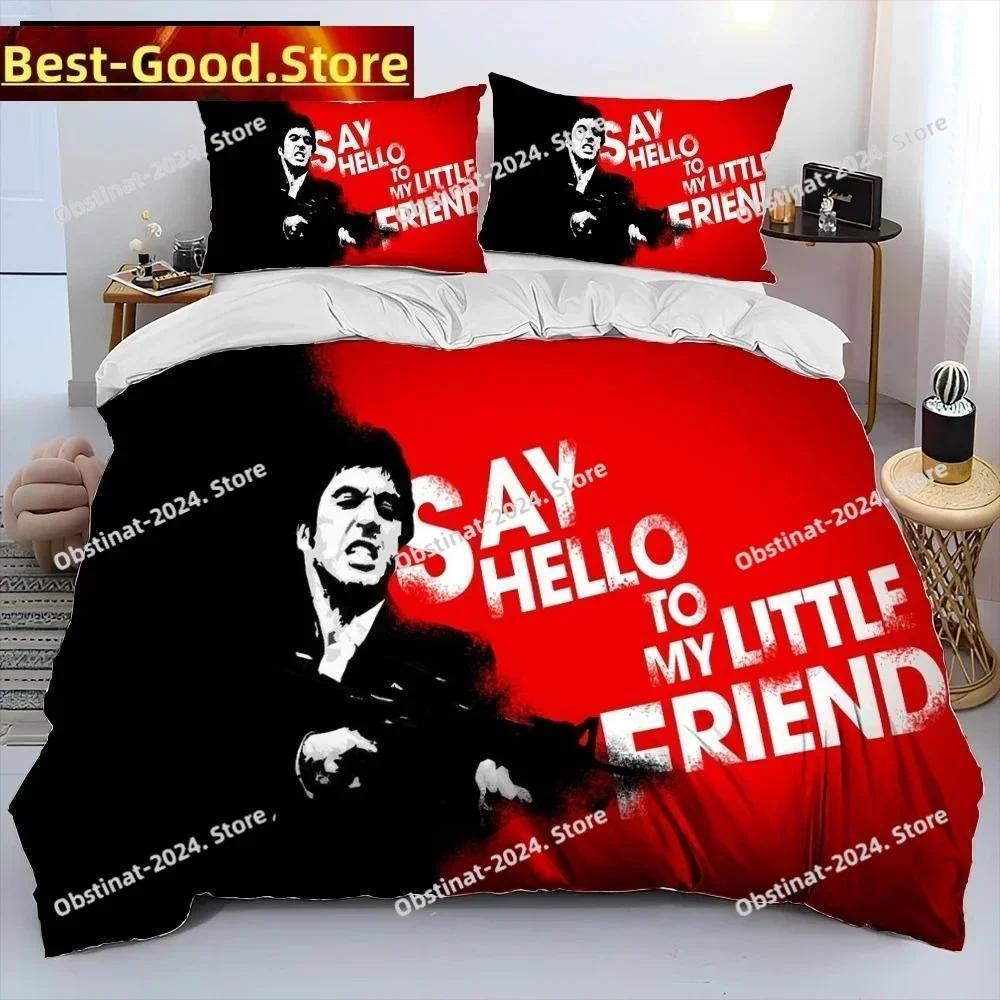 3D Модный Кинофильм Лицо со шрамом Тони Комплект постельного белья Печатный одиночный Одеяло Покрывало Пододеяльник Наволочка 3 предмета Комплекты Детский Взрослый Размер