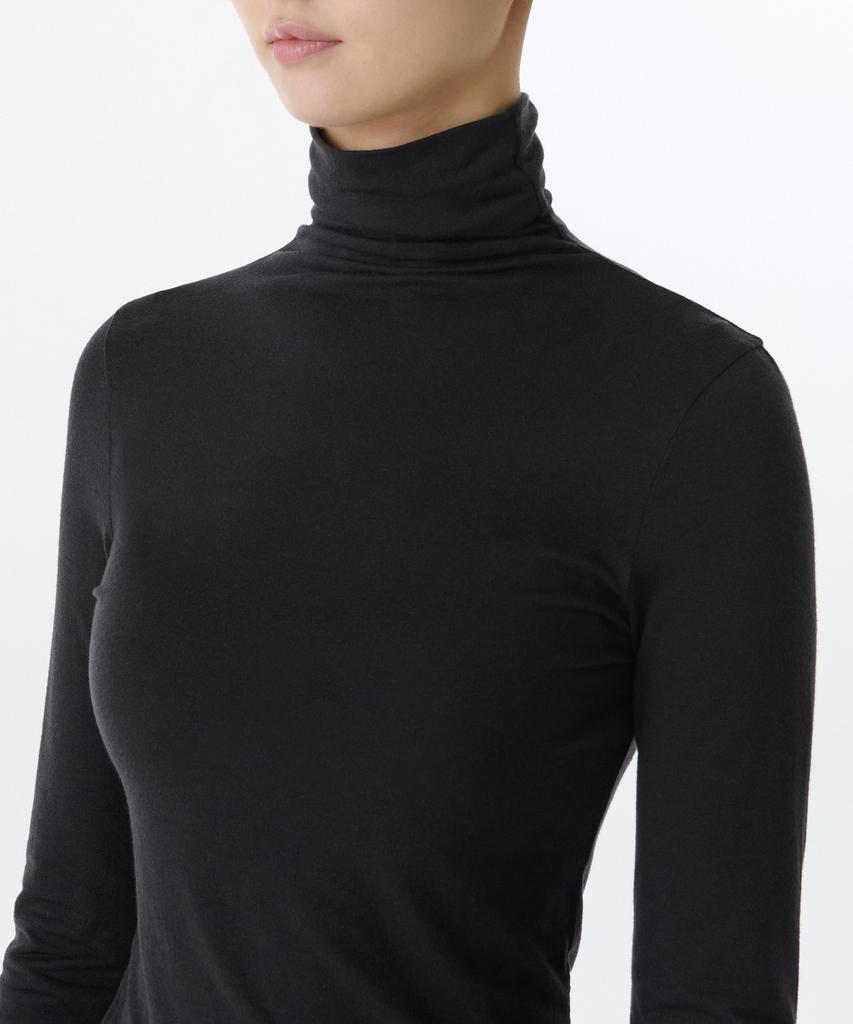 MUSINSA STANDARD WOMAN Women'S Wool Tencel Slim Turtleneck Long Sleeve T-Shirt [Black]