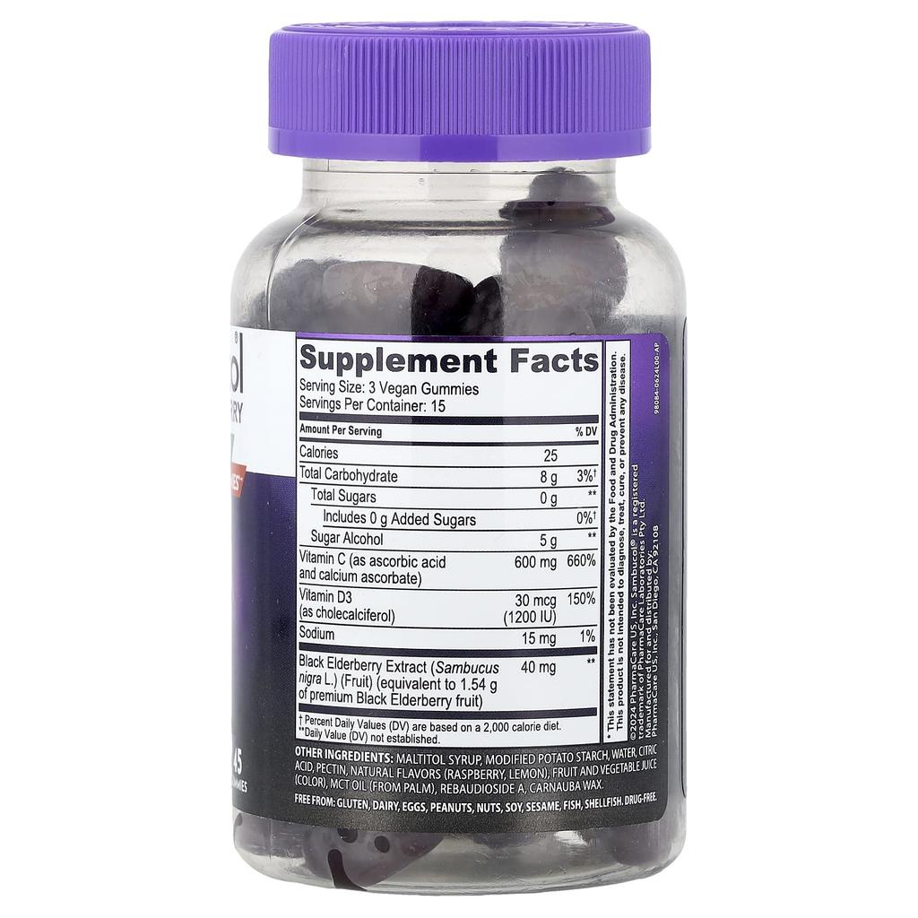 Sambucol, Black Elderberry, Sugar-Free, Triple Immunity Gummies, 45 Gummies