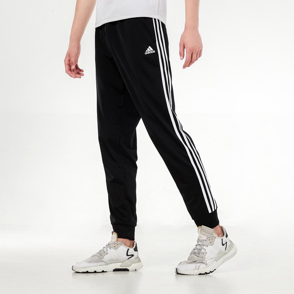 Adidas Essentials Warm-Up Tapered 3-Stripes Track Pants Black/White Men Streetwear H46105
