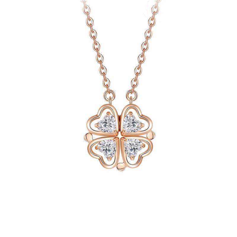 Сердце четырехлистный клевер ожерелье магнитная ключица цепочка ниша дизайн предмет украшения подарок на день рождения для подруги